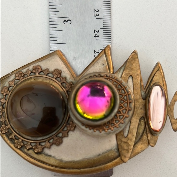 80s Vintage Multicolor Stone Brooch large size - Picture 13 of 13